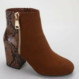 Tan & snake print ankle booties